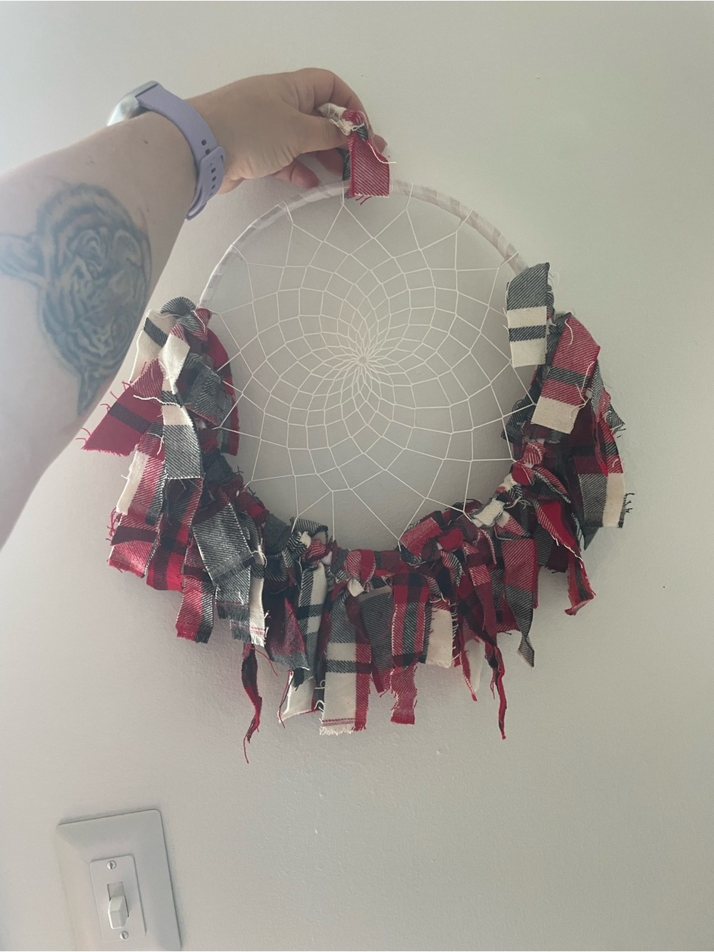 Plaid Red & Black Dreamcatcher Wall Decor
